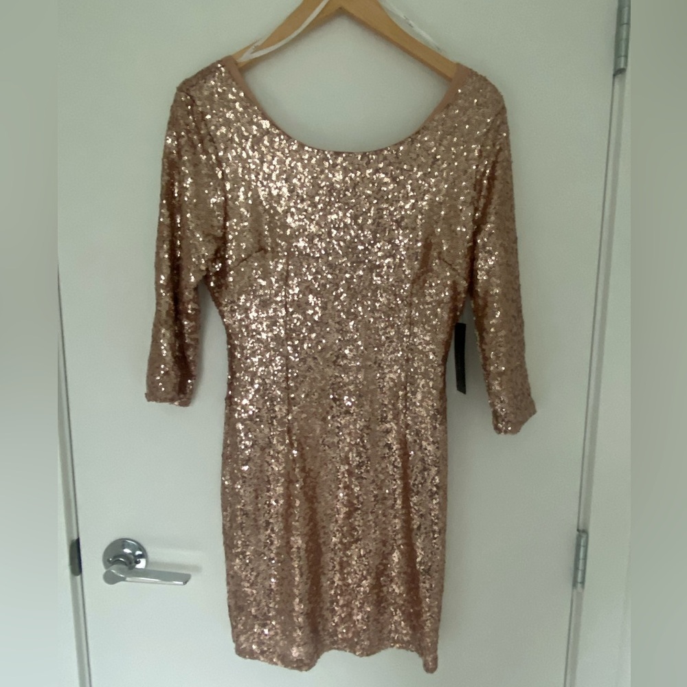 Lulus (NWT) Delightful ways rose gold full sequin mini cocktail dress